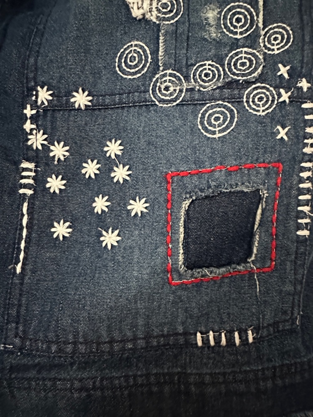 Pilcro Navy Embroidered Denim Mini Skirt -Preloved - Picture 6 of 15